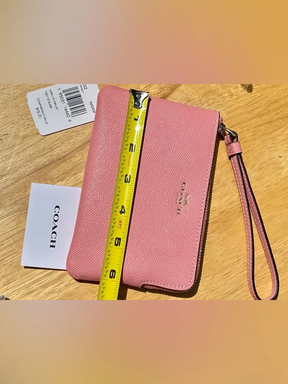 Coach Bubblegum Pink Leather Wristlet Corner Zip NWT - Picture 15 of 16